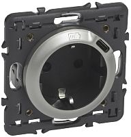 Розетка с заземлением +1xUSB без рамки Legrand Celiane 1-м. титан картинка